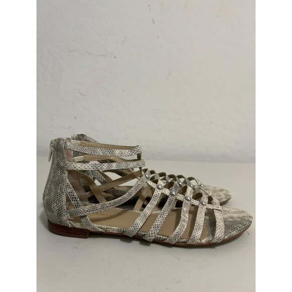 Sole Society Hally Snake Print Studded Flat Sandals Sz 8.5B - Picture 5 of 8